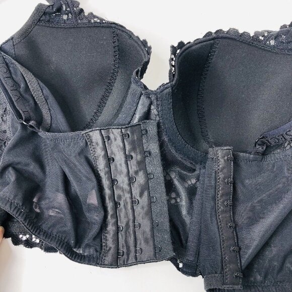 Victoria’s Secret Black Bra Corset Bustier 34B B75 Lace Mesh Lingerie Romantic - Picture 6 of 8
